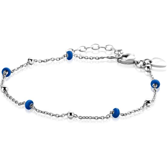 Bracelet fantaisie ZINZI en argent avec 5 beignets bleus et boules brillantes 17-19,5cm ZIA2511