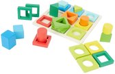 Mini matters houten vormen puzzel - 28-delig - ruimtelijk inzicht - cadeau - educatief - geometrische - verschillende kleuren en vormen - baby - kleuter - speelgoed - 10+ maanden - 1/2/3 jaar