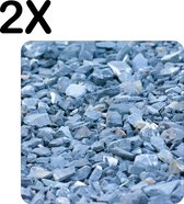 BWK Luxe Placemat - Grijze Stenen Achtergrond - Set van 2 Placemats - 50x50 cm - 2 mm dik Vinyl - Anti Slip - Afneembaar