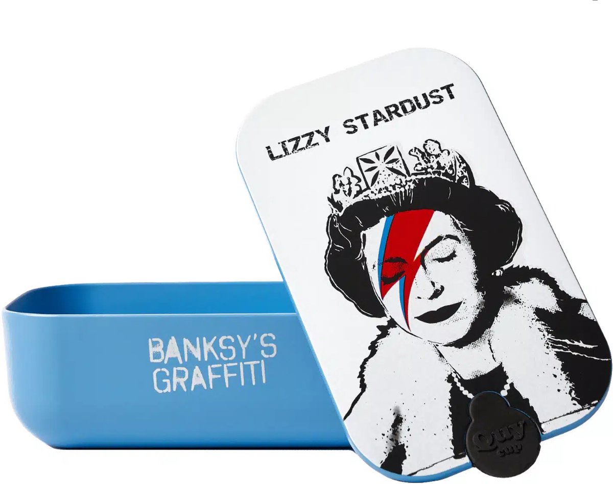 Quy Cup Duurzame Lunchbox 900ml - Banksy’s Graffiti Collection Lizzy Stardust - R-PET Recycled pet- Silliconen afdichting-Perfect voor warme en koude gerechten-BPA-, BPS- en ftalaatvrij