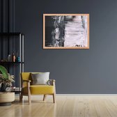 Poster Zwart wit schilderwerk Rechthoek Horizontaal Met Lijst M (40 X 30 CM) - Hout - Houten Lijst - Bruine Lijst - Wanddecoratie - Posters