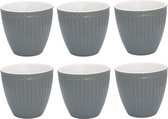 Set van 6x Stuks Beker (latte cup) GreenGate Alice Nordic stone grijs 300 ml - Ø 10 cm