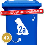 Kliko sticker voordeelset - klikostickers - 4 stuks - Engelse Springer Spaniel - container sticker huisnummer - wit - vuilnisbak stickers - container sticker hond