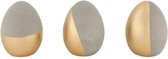 Decoratieve eieren goud / cement 9x9x12cm set van 3
