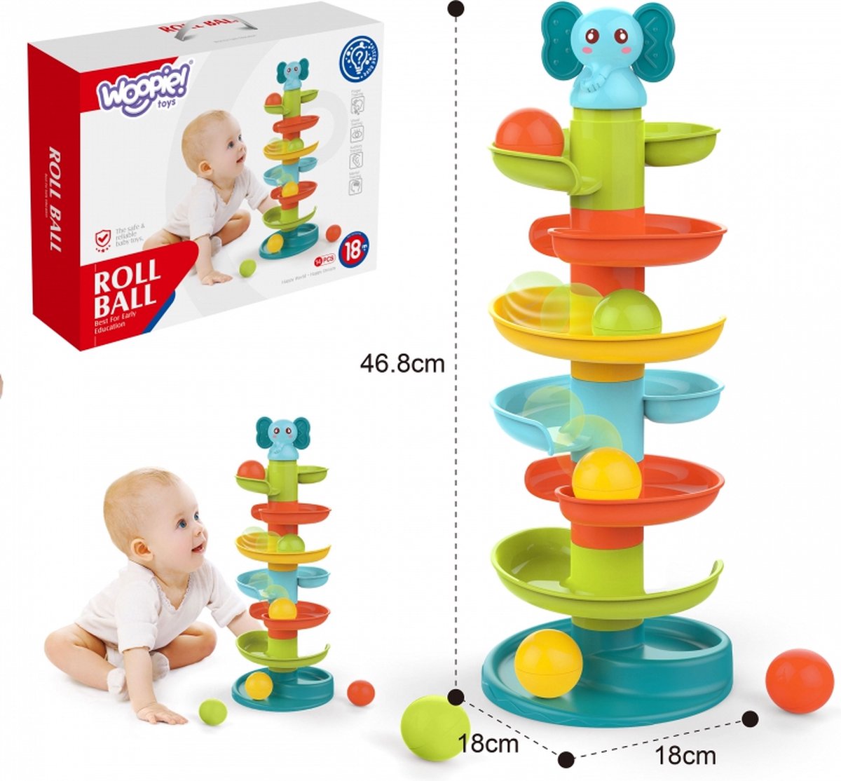 Yerloa Baby-xylofoon met ballen en hamer, muzikaal babyspeelgoed, leeftijd 6-12 maanden