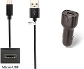 2.1A Auto oplader + 2,0m Micro USB kabel. Autolader adapter geschikt voor o.a. Samsung Galaxy Note GT-N7000, Note 3, Note 3 Neo, Note 4, Note 5, Note Edge, A6 (niet voor A6s), A6+, Trend, Wave
