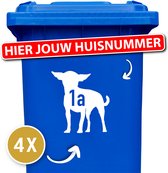 Container sticker - Container Sticker Huisnummer - Variant: Chihuahua 2 - Kleur: Wit - Aantal: 4 Stuks - Stickers volwassenen - Cijfer stickers - Container stickers - sticker - stickers