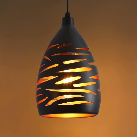 Lampe à suspension Vintage , lustre industriel noir avec câble d'abat-jour  coupé avec... | bol