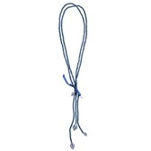 Behave Lange ketting met kleine vierkante houten kraaltjes, strikje en delftsblauwe kralen