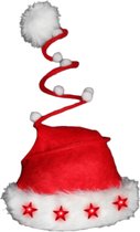 Kerstmuts spiraal met 5 ster lichtjes - Rode kerstmuts met LED