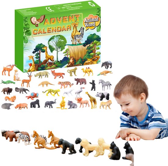 EazyPeezy Speelgoed Adventkalender - Kerst Adventkalender - Dierenthema - 28 Vakjes - Leeuw, Kinderen