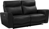 Elektrische relax-driezitsbank van zwart vaarsleer DAMON L 208 cm x H 102 cm x D 90 cm