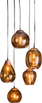 Elouise hanglamp 5L getrapt mix amber glas