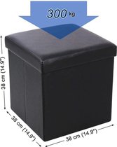 Zitbank Met Opbergruimte - Kist Met Deksel - Opvouwbaar Zit meubel - Opvowbare Poef - Opbergdoos - Ruimtebesparend zit bank - Slaapkamer - Hal - zwart | 38 x 38 x 38 cm