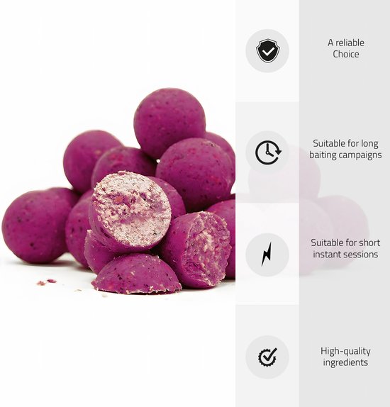 Tasty Baits Mulberry Magic - Boilies - 20mm - 10kg - Paars - Karper Aas - Karper Lokvoer - Karpervissen van Merkloos — afbeelding 3