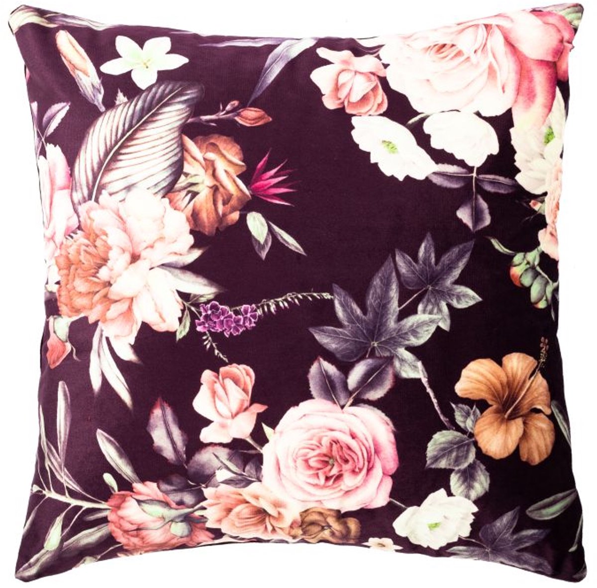 Tiseco - Kussen (gevuld) Bloemen print - SET/2 Fluweel - 45x45 cm