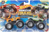 Hot wheels Monster Jam truck 2-pack - Hi Tail hauler & Silverado - monstertrucks 9 cm schaal 1:64