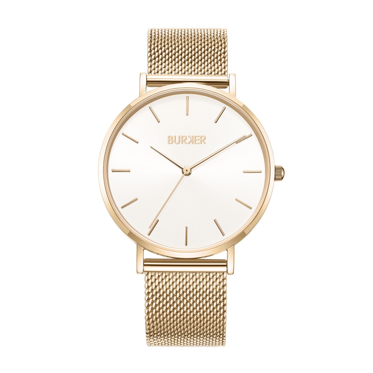 BURKER Ruby Horloge Dames Rond - Goud Wit - Schakelband - Waterdicht - 38 mm