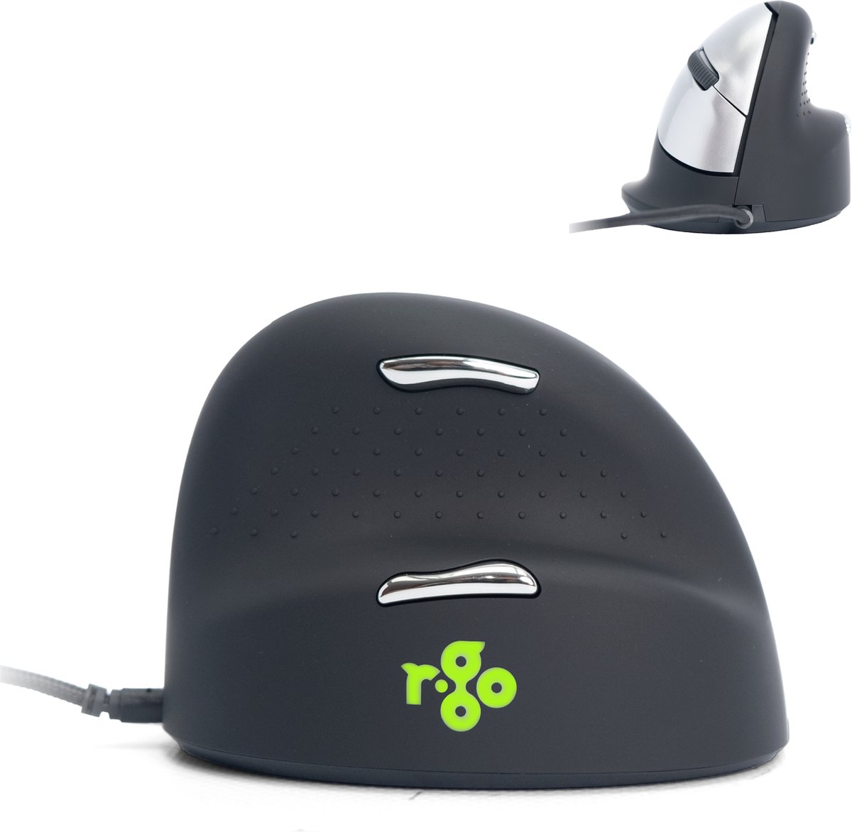 R-Go HE Break ergonomic mouse, vertical mouse with break software, prevents RSI, medium (hand length 165-185mm), right handed, wired, black