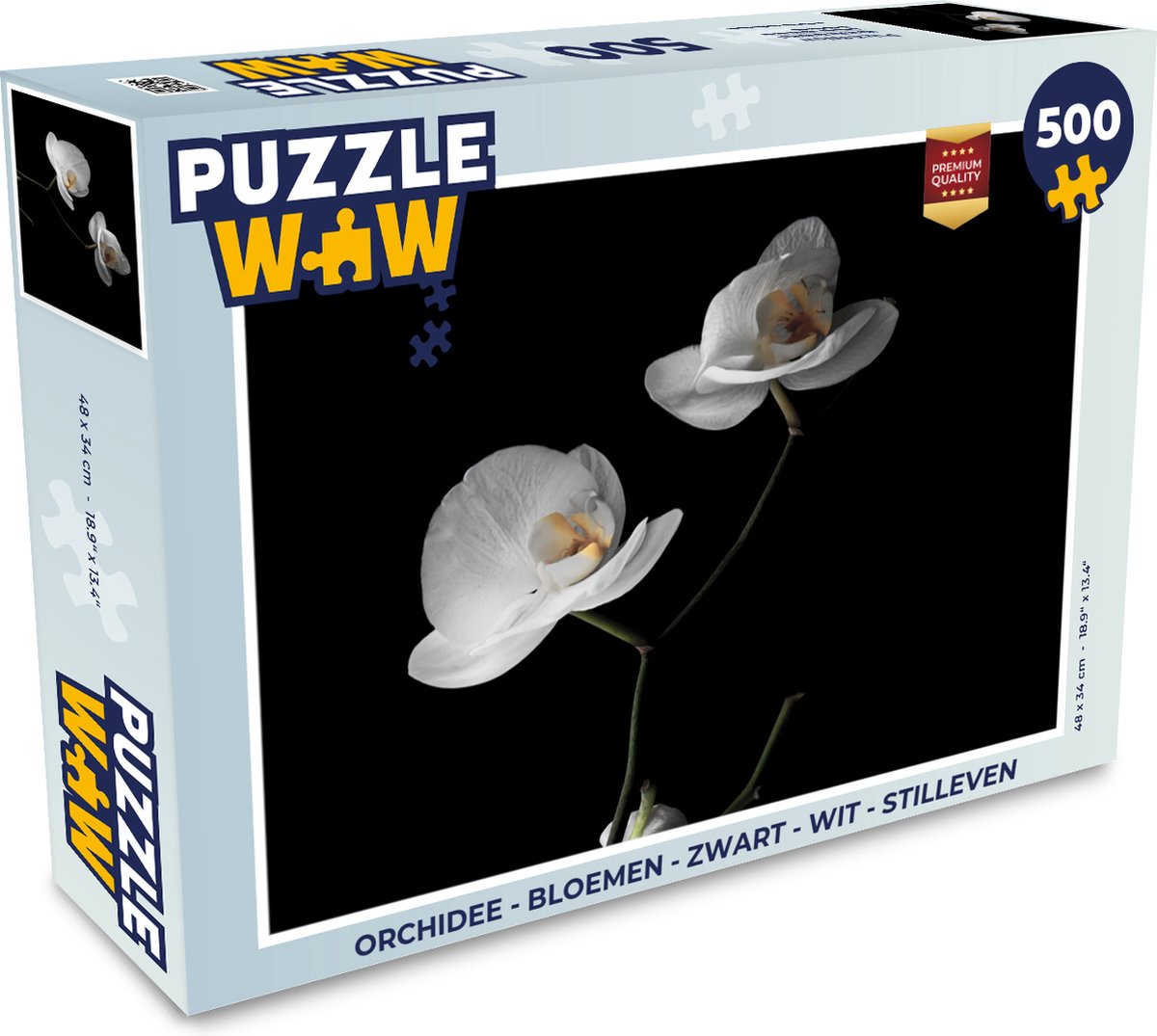 Puzzel Orchidee - Bloemen - Zwart - Wit - Stilleven - Legpuzzel - Puzzel 500 stukjes