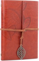 H & S dagboek van polyurethaan leer met bladhanger bruin