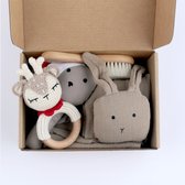 Baby Berliée - Baby Giftbox - 6-delig Kraamcadeau - Christmas Giftset - Babyshower Cadeauset - Kraamvisite Cadeau - Licht Bruin - Konijn (Kerst Editie)