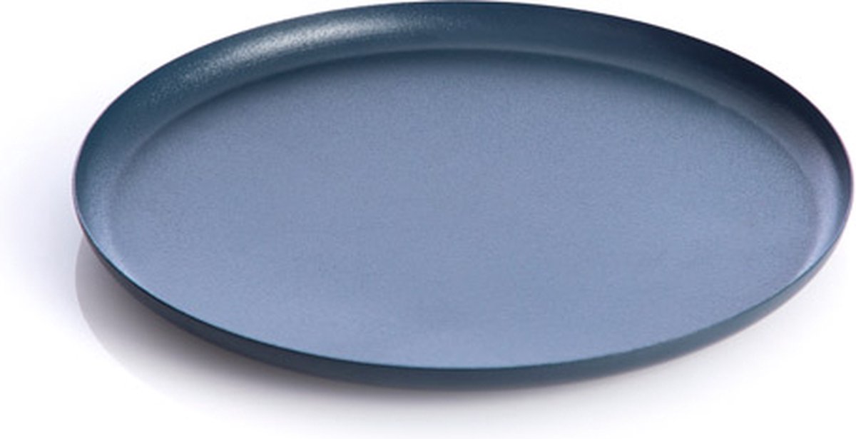XLBoom Bao Tray Small Ø 25 cm Blue - Design serveerschaal van roestvrij staal - Verkrijgbaar in Soft Black | Matt Black | Soft Copper | Red | Green - Luxe dienblad voor tafel & interieur