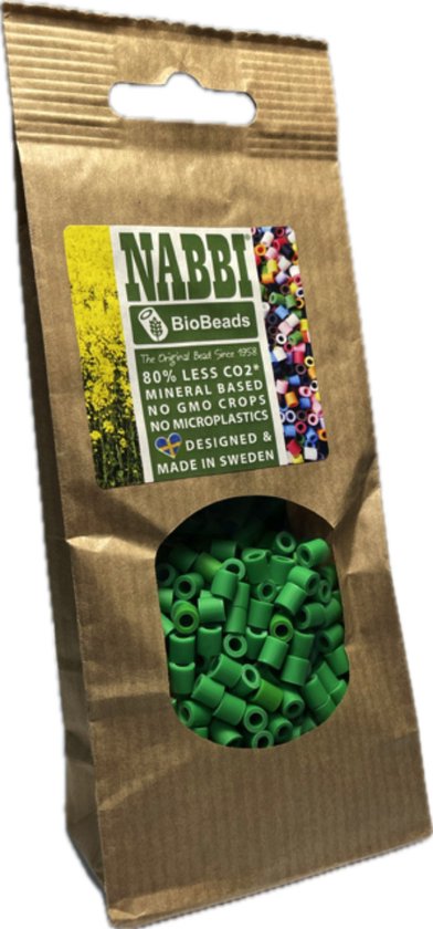 BioBeads van NABBI, groen, afm 5x5 mm, gat grote 2.5 mm, medium, 1000 ...