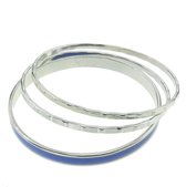 Behave Armbanden set - bangles - blauw - zilver kleur - 20.5cm