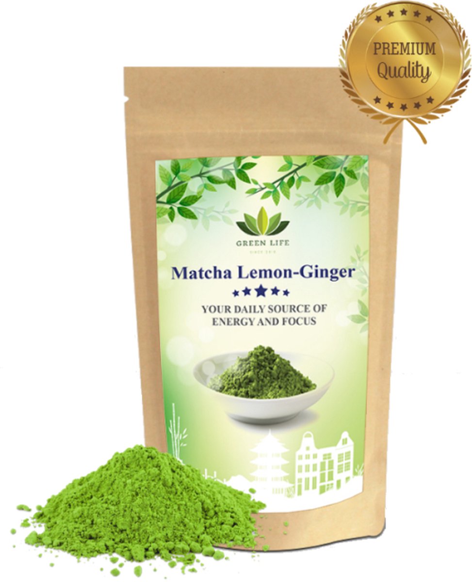 Japanse Matcha Thee Lemon Ginger - 50 gram - Verhoog uw weerstand met Matcha Lemon-Ginger extract