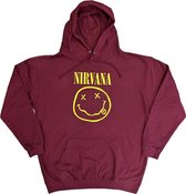 Nirvana - Yellow Happy Face Hoodie/trui - XL - Rood
