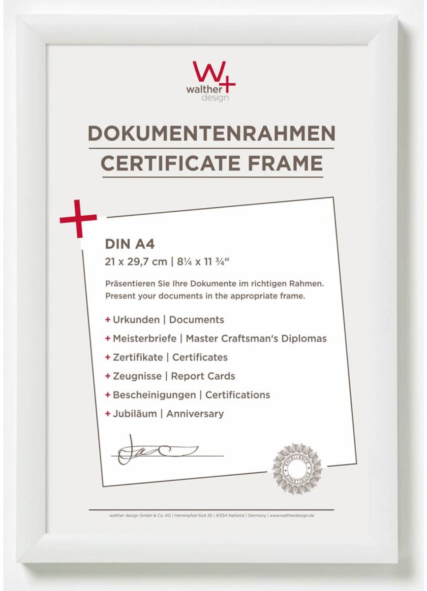 Walther Trendstyle - Kunststof lijst - Fotoformaat 21x29.7 cm (DIN A4) - Wit