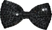 Toppers - Funny Fashion Carnaval verkleed vlinderstrikje met glitter pailletten - zwart - polyester - heren/dames