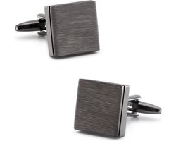 Vierkante Manchetknopen Heren Zwart - Geborsteld - Cufflinks - Valentijnsdag - Valentijn Cadeautje voor Hem