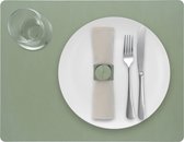 1x Skinnatur Set de table cuir - Laurier - vert - 45x35cm - cuir recyclé - décoration de table - tampon