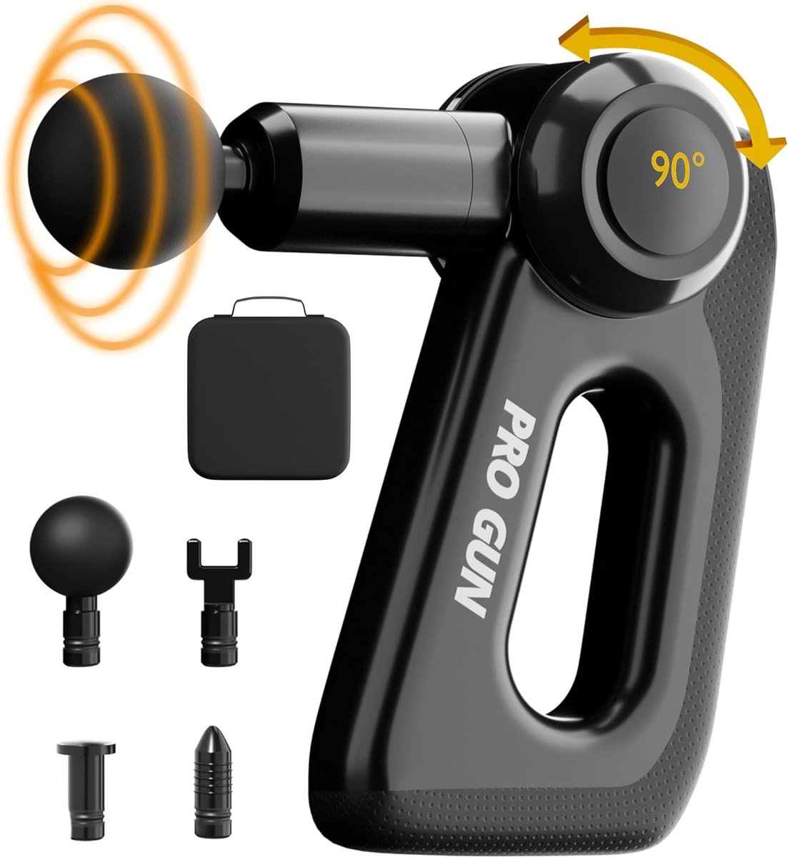 Massagepistool, spiermassage, rugmassage, professionele elektrische massager, ideaal voor massage en ontspanning, massagepistool met roterende kop 0°|45°|90°