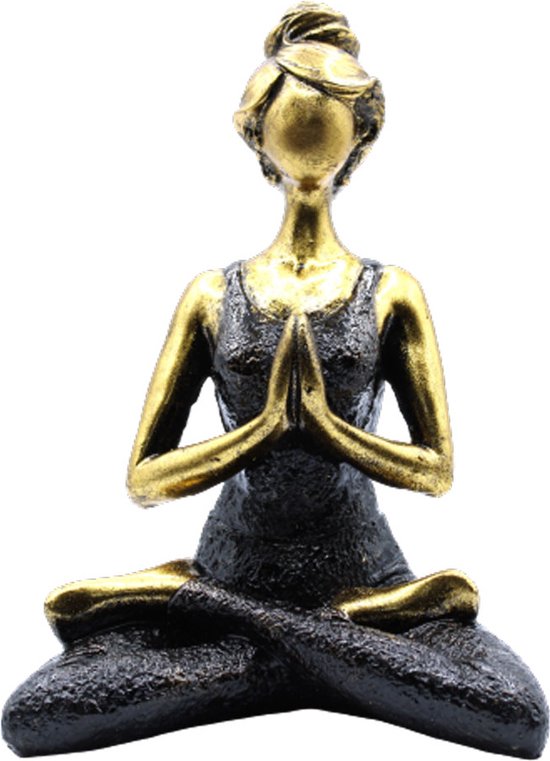 Yoga vrouw Brons & zwart ca. 24 cm - Meditatie vrouw - Yoga - Meditatie - vrouw - Zen
