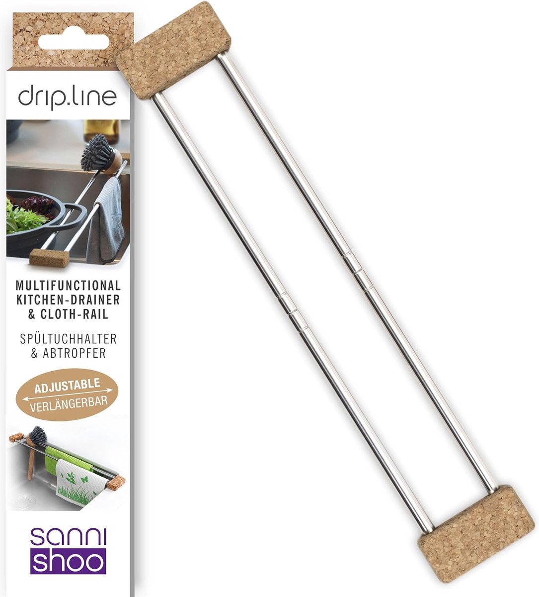 Goedkoopste drip.line- multifunctioneel afdruiprek voor gootsteen gemaakt van natuurlijk materiaal, vaatdoekhouder, organizer, gootsteen organizer, afdruiprek, gebruiksvoorwerpen houder, het origineel van TV