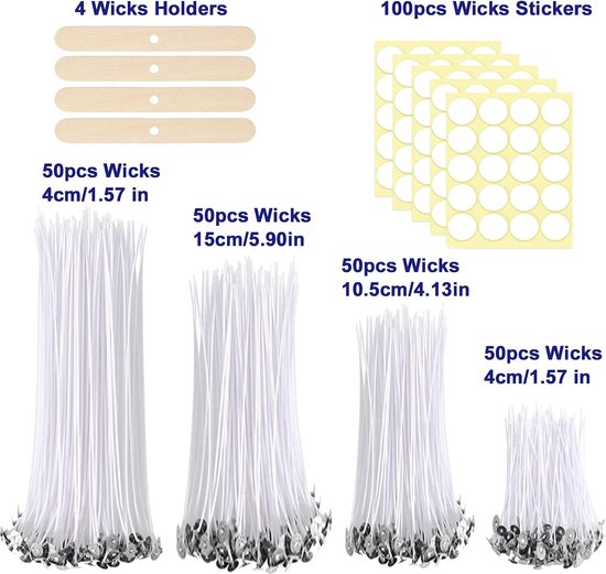 Kit Fabrication Bougies 1kg Cire De Soja Naturelle - 100 Mèches + 100 Accessoires, Neuf