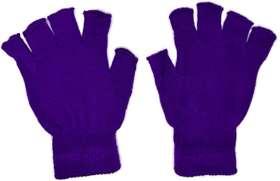 3BMT® Handschoenen zonder Vingers - Vingerloze Handschoenen Dames - One Size - Polswarmers - Zonder Vingertoppen - Paars