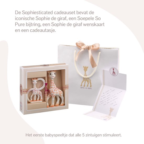 Sophie de giraf Sophiesticated Cadeauset - Baby speelgoed - Sophie de giraf & So Pure bijtring - Kraamcadeau – Babyshower cadeau - 4-Delig - Sophie de Giraf