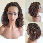 Braziliaanse Remy pruiken 12inch- krullen menselijke haren mix kleuren - real human hair 13x2 front lace wig