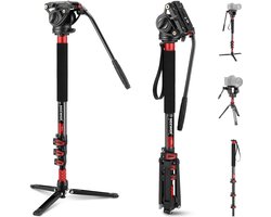 Neewer® - 72 inch Professionele Camera Monopod met Voeten - Koolstofvezel Telescopische Videomonopod met QR Plaat - Compatibel met DJI RS Gimbals Manfrotto - Verwijderbare Basis voor Camera en Camcorder - Maximale Belasting 13.2lb/6kg