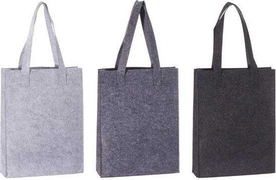 LEVIATAN Vilten tas 2 Delig Shopper Groot 30 Liter Boodschappentas XXL Opvouwbare Boodschappenmand Haardhouttas Kledingmand Speelgoedtas Donkergrijs/limoen kleur, XL