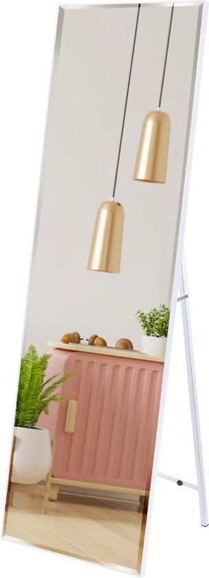 140 x 41 cm Wall Mirror or Standing Mirror, Full Length Mirror, Large Vertical Mirror with Stand for Bedroom, Living Room, Dressing Room, Hallway (White)