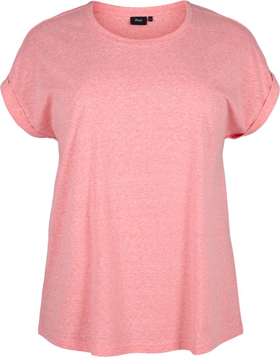 ZIZZI VAVA, S/S, LOOSE TEE Dames T-shirt - Coral - Maat XL (54-56)