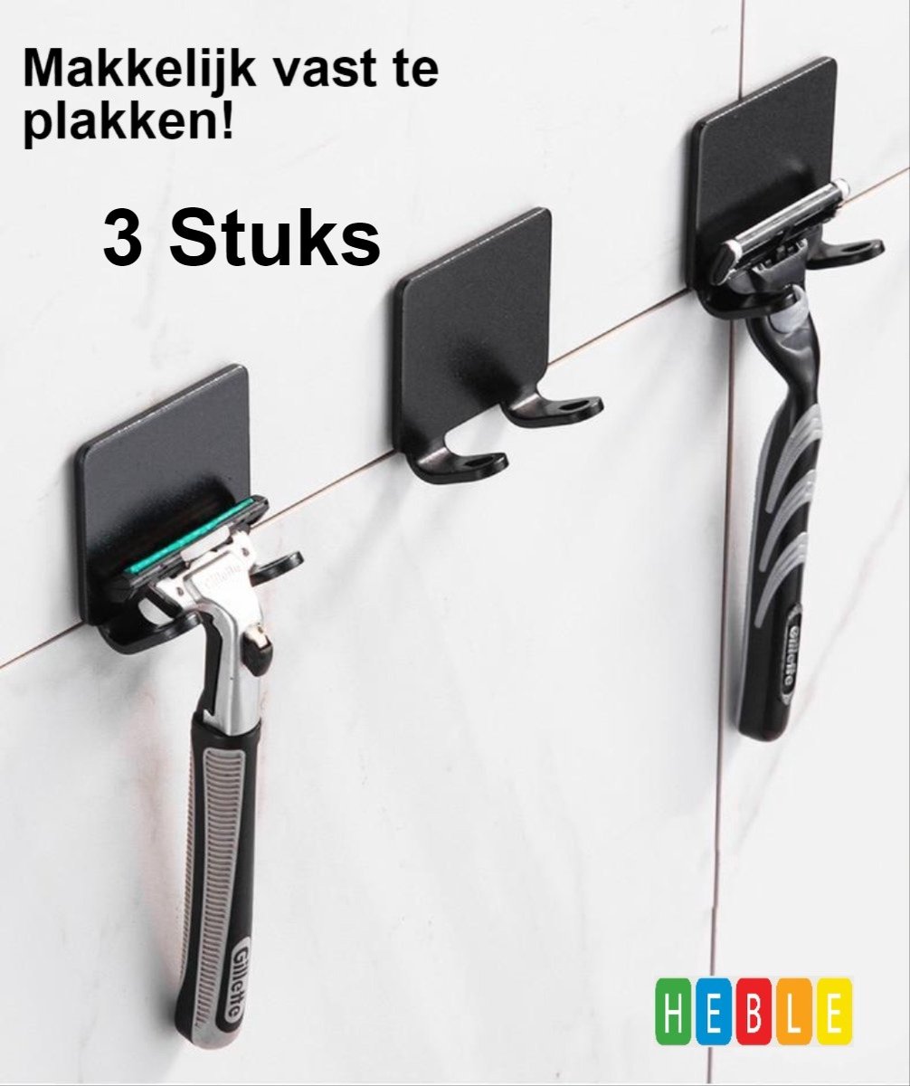 *** 3x Premium Zwart kleurig Scheermeshouder - Scheren - Opbergen - Veilig - van Heble® ***