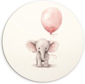 WallCircle - Wandcirkel olifant 90x90 cm - Muurcirkel kinderkamer dieren - Meisjeskamer decoratie - Babykamer accessoires - Slaapkamer kinderen - Schilderijen kinderslaapkamer jongen meisje - Muurdecoratie meisjes kamer - Wanddecoratie