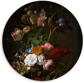 WallCircle - Wandcirkel ⌀ 30 - Vaas met bloemen - Schilderij van Rachel Ruysch - Ronde schilderijen woonkamer - Wandbord rond - Muurdecoratie cirkel - Kamer decoratie binnen - Wanddecoratie muurcirkel - Woonaccessoires