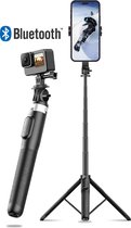 BS® Selfiestick Tripod Pro – Camera statief – 162 cm – Geschikt voor iPhone Samsung Gopro – Selfie Stick universeel - Incl Bluetooth Shutter - Vaderdag cadeaupakket
